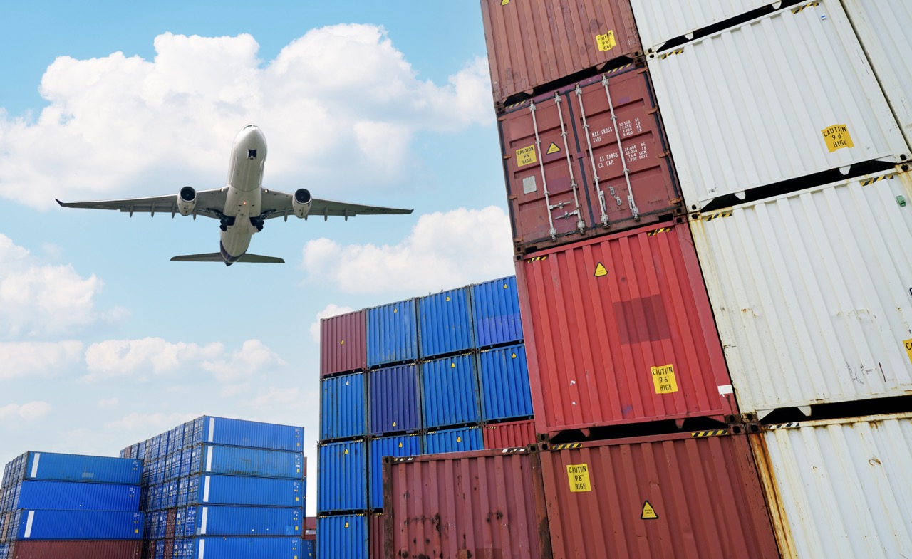 cargo airplane flying above logistic container ai 2026 03 18 04 35 21 utc Large